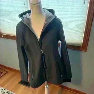 Bebe Sport Dusty Blue soft shell lightweight jacket with hood 1 large 1 medium